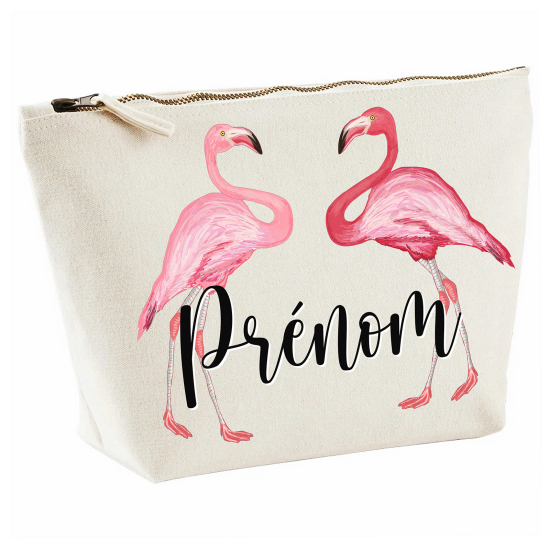 Personalized Pencil / Pouch - Pink flamingos