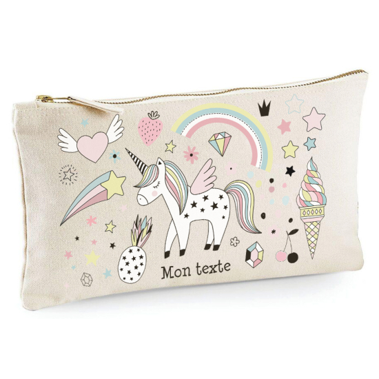 Personalized Pencil / Pouch - Rainbow Unicorn