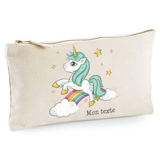 Personalized Pencil / Pouch - Rainbow Unicorn