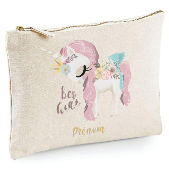 Personalized Pencil / Pouch - Unicorn be the queen