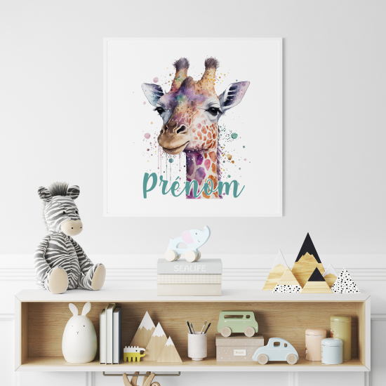 Personalized Poster for Kids - Colored giraffe