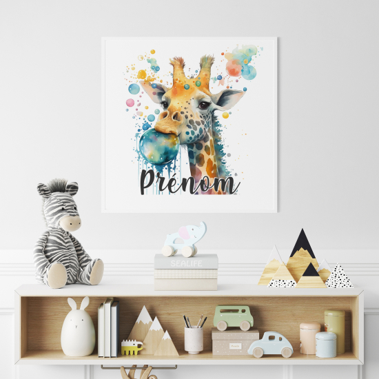 Personalized Poster for Kids - Colored giraffe