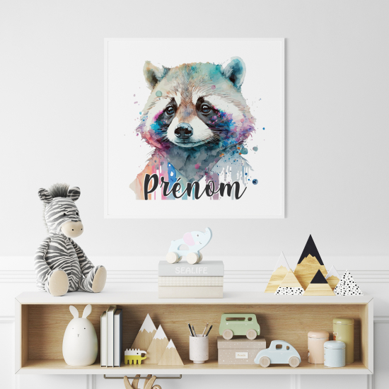 Personalized Poster for Kids - Colored Raccoon