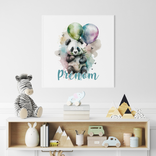 Personalized Poster for Kids - Panda Balloons