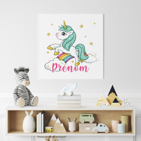 Personalized Poster for Kids - Rainbow unicorn