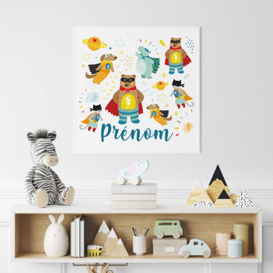 Personalized Poster for Kids - Super Hero Animals