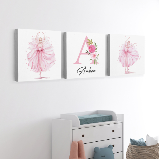 Personalized Set of 3 Children's Canvas Prints - Dancers