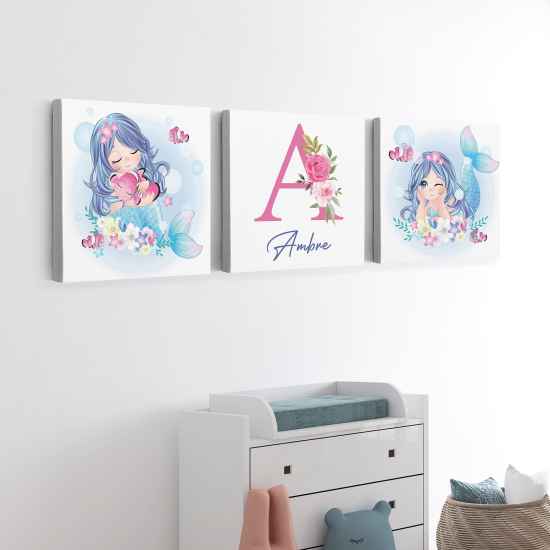 Personalized Set of 3 Children's Canvas Prints - Sirens