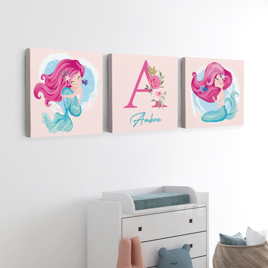 Personalized Set of 3 Children's Canvas Prints - Sirens