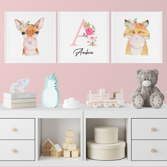 Personalized Set Of 3 Posters for Kids - Animals