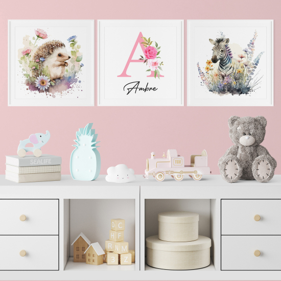 Personalized Set Of 3 Posters for Kids - Animals