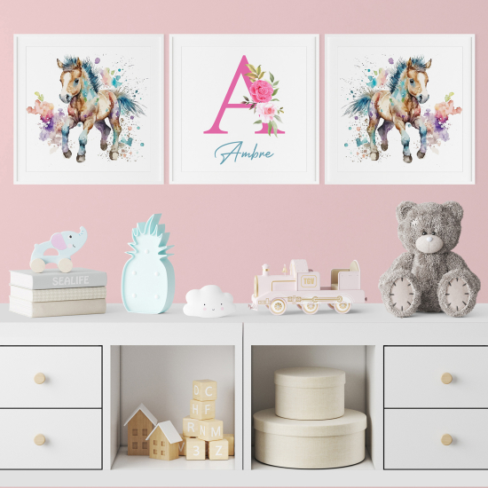 Personalized Set Of 3 Posters for Kids - Foals