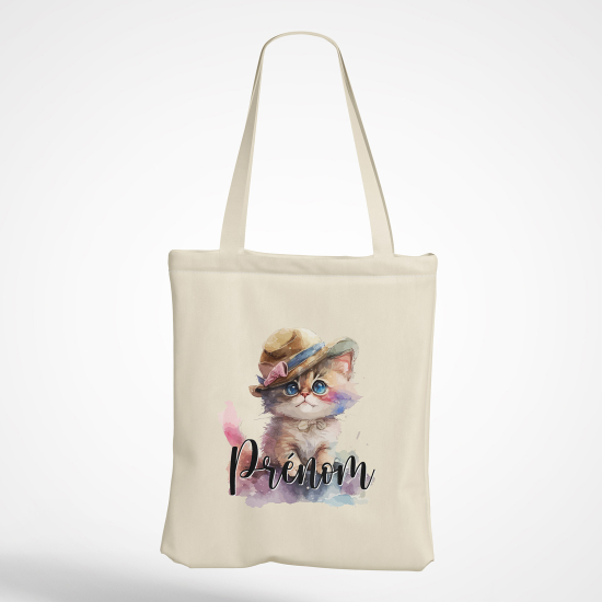 Personalized Tote Bag - Cat hat