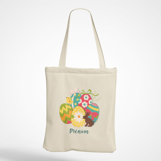 Personalized Tote Bag - Easter eggs rabbit