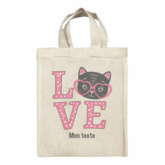 Personalized tote bag for kids - Cat love