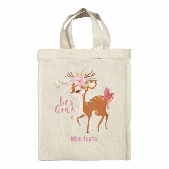 Personalized tote bag for kids - Fawn be the queen