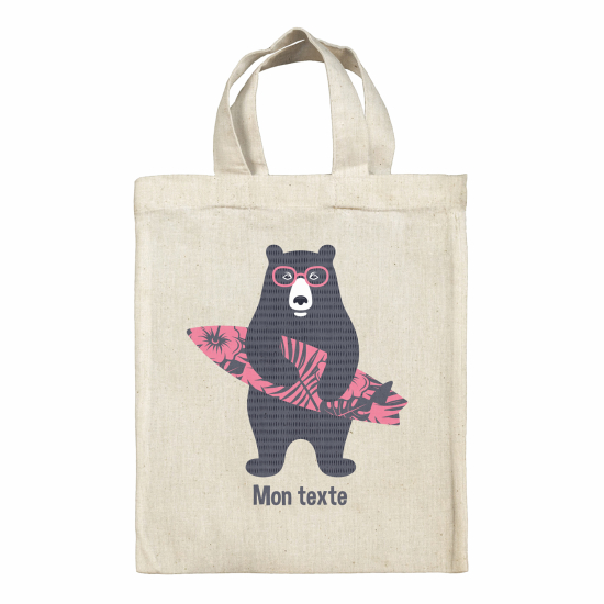 Personalized tote bag for kids - Surfer bear