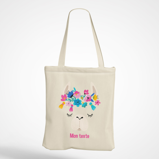 Personalized Tote Bag - Lama flowers