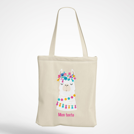 Personalized Tote Bag - Lama flowers