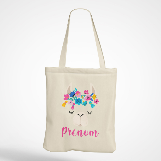 Personalized Tote Bag - Lama flowers