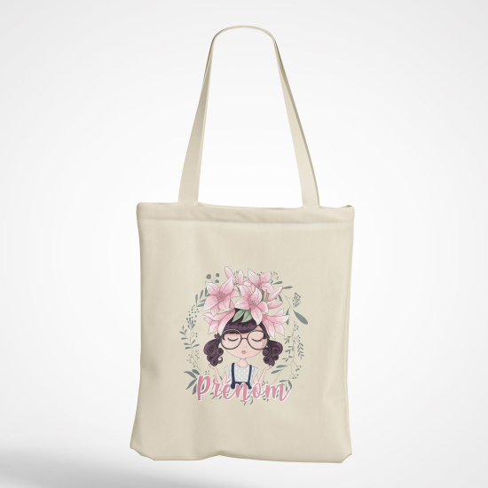 Personalized Tote Bag - Little girl flowers