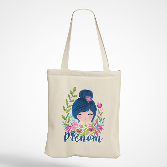 Personalized Tote Bag - Little girl flowers