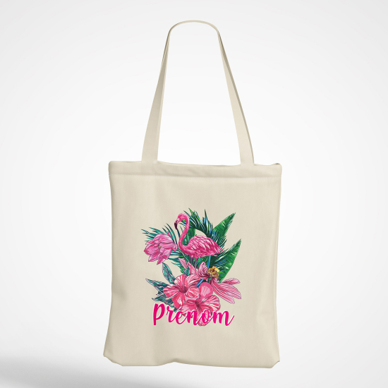 Personalized Tote Bag - Pink flamingo