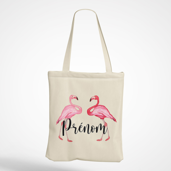 Personalized Tote Bag - Pink flamingos