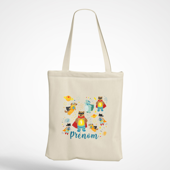 Personalized Tote Bag - Superhero Animals