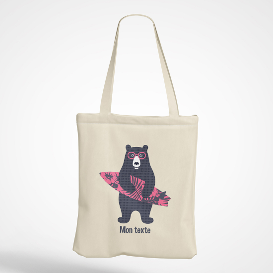 Personalized Tote Bag - Surfer bear