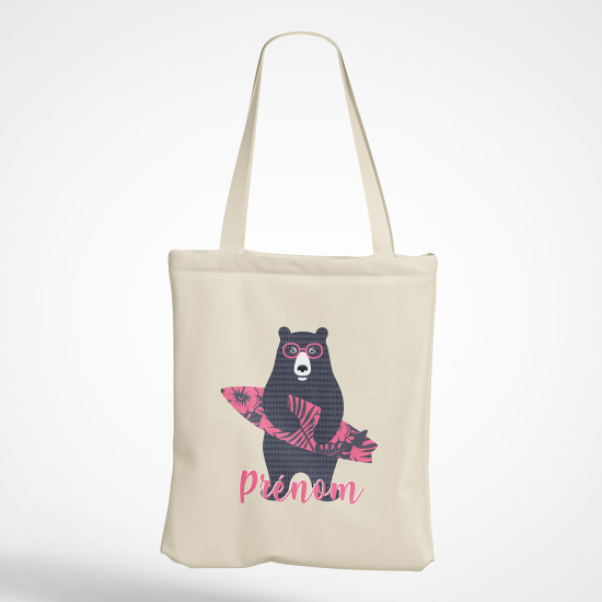 Personalized Tote Bag - Surfer bear