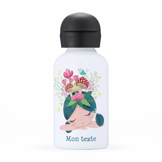 Personalized water bottle for kids - Little girl mushrooms