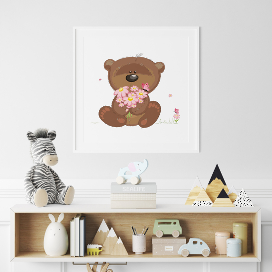 Poster for Kids - Bear flowers