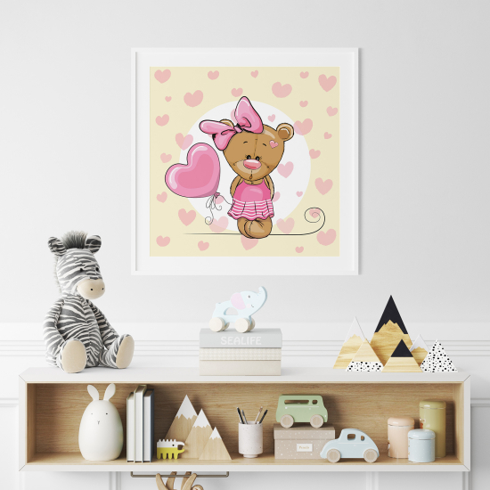 Poster for Kids - Bear Girl hearts