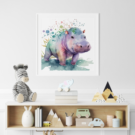 Poster for Kids - Colored hippopotamus