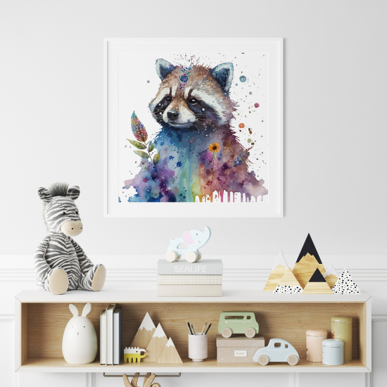 Poster for Kids - Colored Raccoon