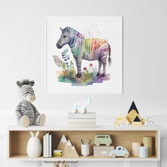 Poster for Kids - Colored zebra