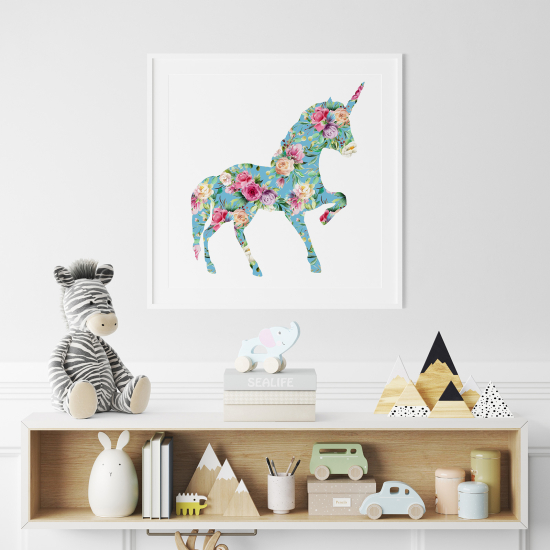 Poster for Kids - Floral Unicorn