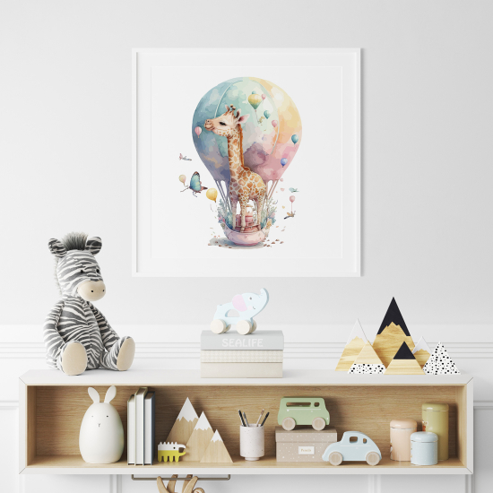 Poster for Kids - Hot air balloon giraffe