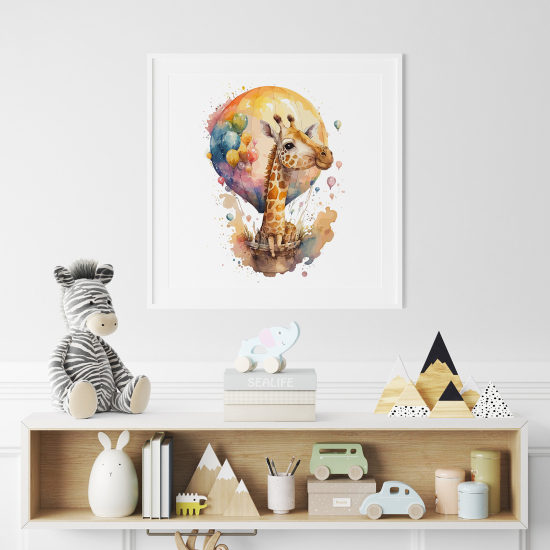 Poster for Kids - Hot air balloon giraffe