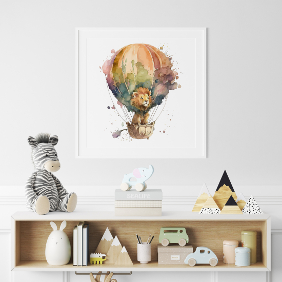 Poster for Kids - Hot air balloon lion