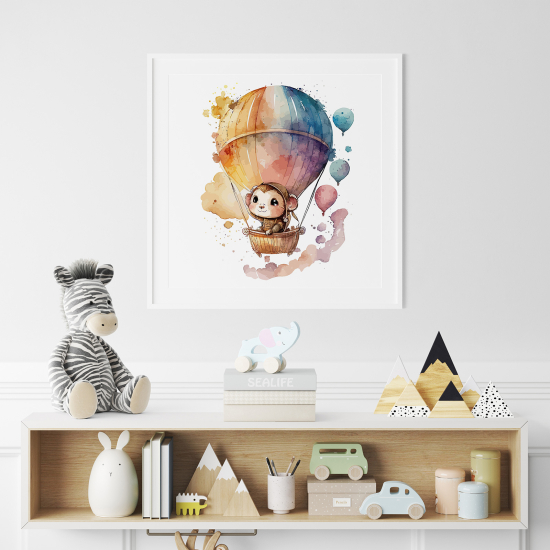 Poster for Kids - Hot air balloon monkey