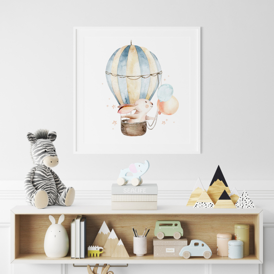 Poster for Kids - Hot Air Balloon Rabbit