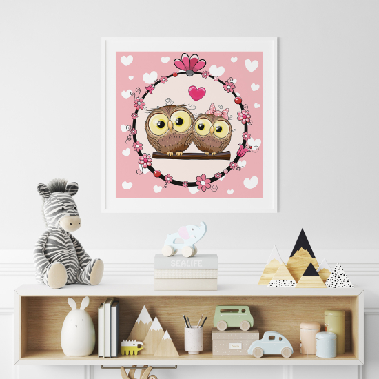 Poster for Kids - Owl hearts