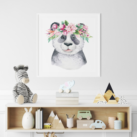 Poster for Kids - Panda flowers