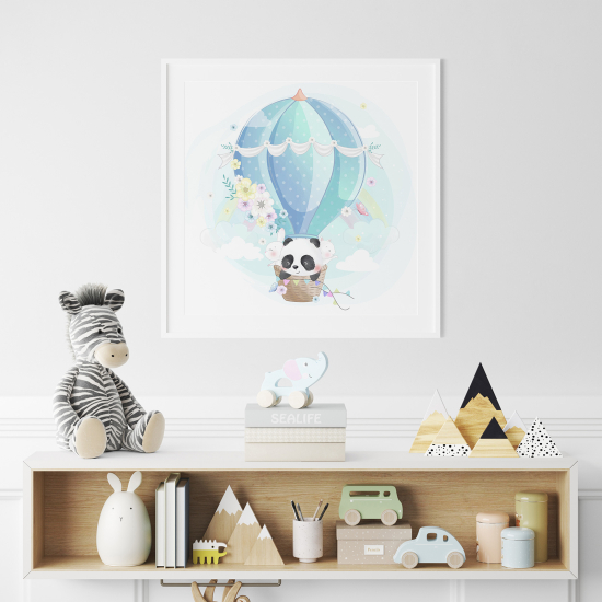 Poster for Kids - Panda Hot Air Balloon