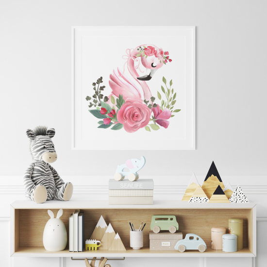 Poster for Kids - Pink Flamingo flowers