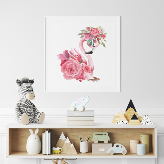 Poster for Kids - Pink Flamingo flowers