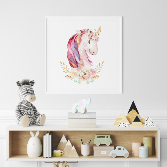 Poster for Kids - Unicorn flowers