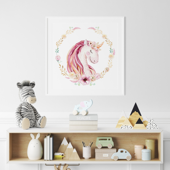 Poster for Kids - Unicorn flowers